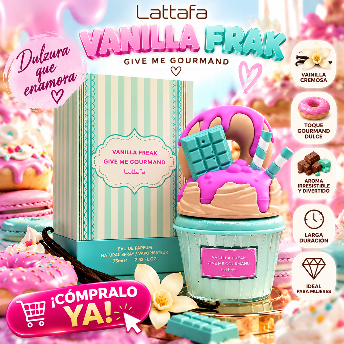 LATTAFA - Perfume Give Me Gourmand Vanilla Freak Unisex EDP 75ML
