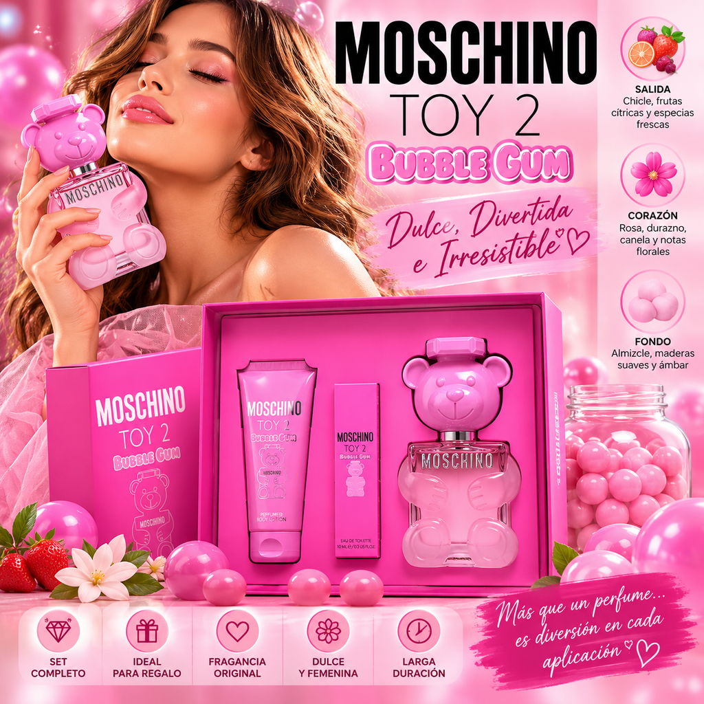 Set Moschino Toy 2 Bubble Gum Edt 100ml Mini talla Crema