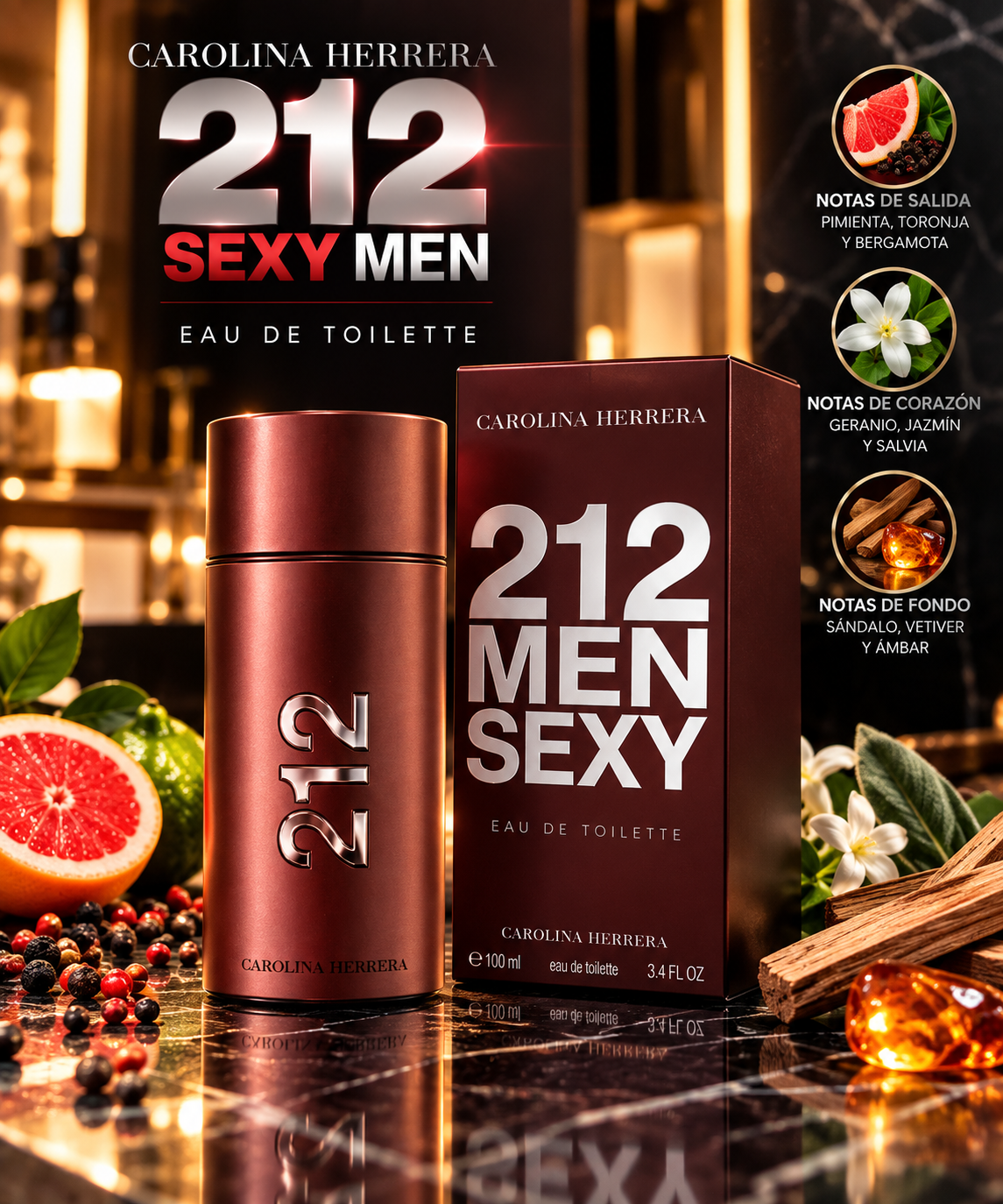 Perfume Carolina Herrera 212 Sexy Men Edt 100ml Para Hombre