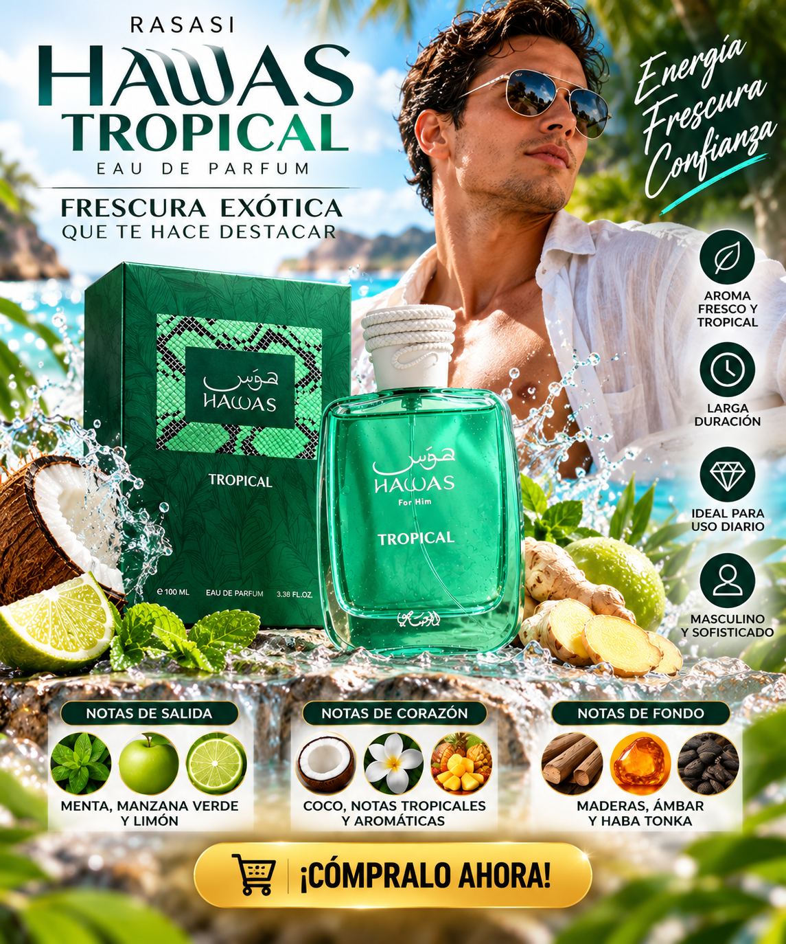 Rasasi Hawas Tropical Eau De Parfum 100 Ml Hawas Hombre