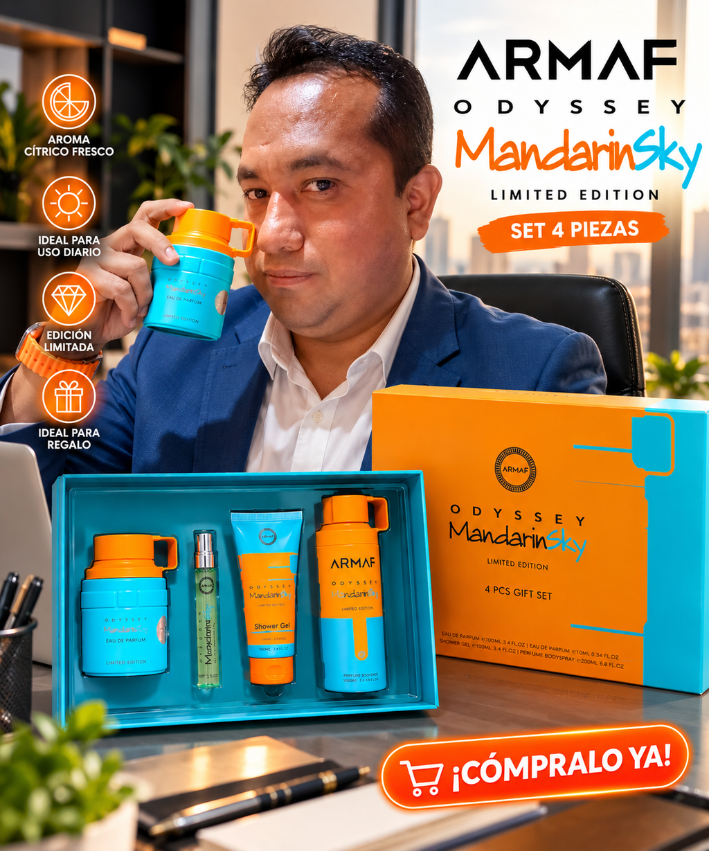 🍊 ARMAF Odyssey MandarinSky – Set 4 Piezas 💙