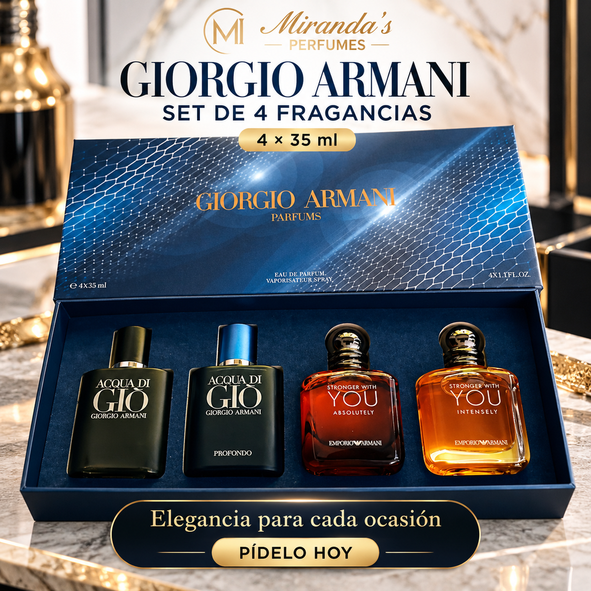 🔥 Giorgio Armani Set de 4 Fragancias | Lujo en cada aroma 🎁