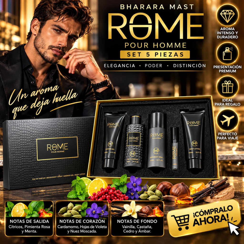Bharara Set Perfume  Pure Rome  5 Pz Para Hombre