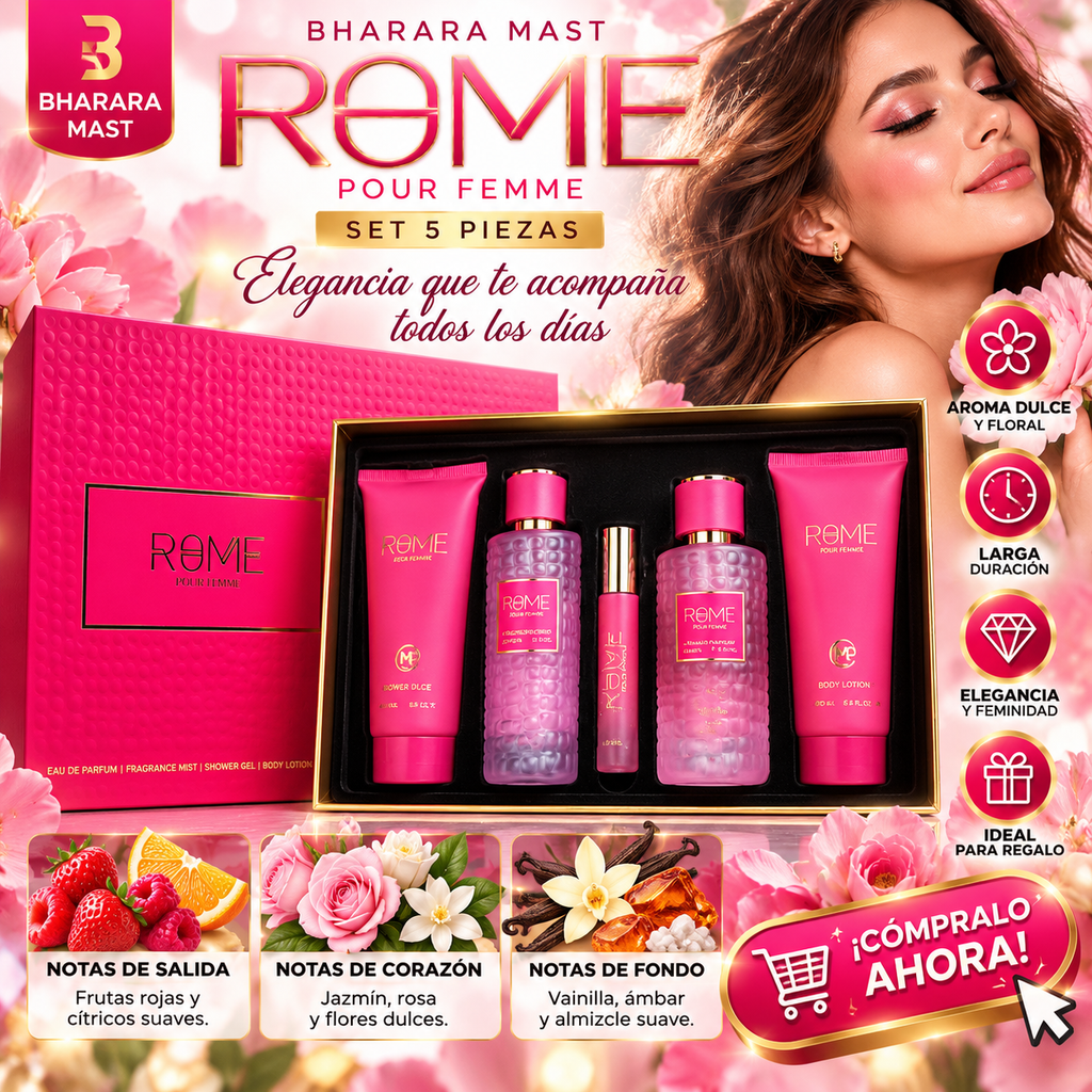 Bharara Rome Pour Femme Perfume Lady Gift Set 5 Piezas