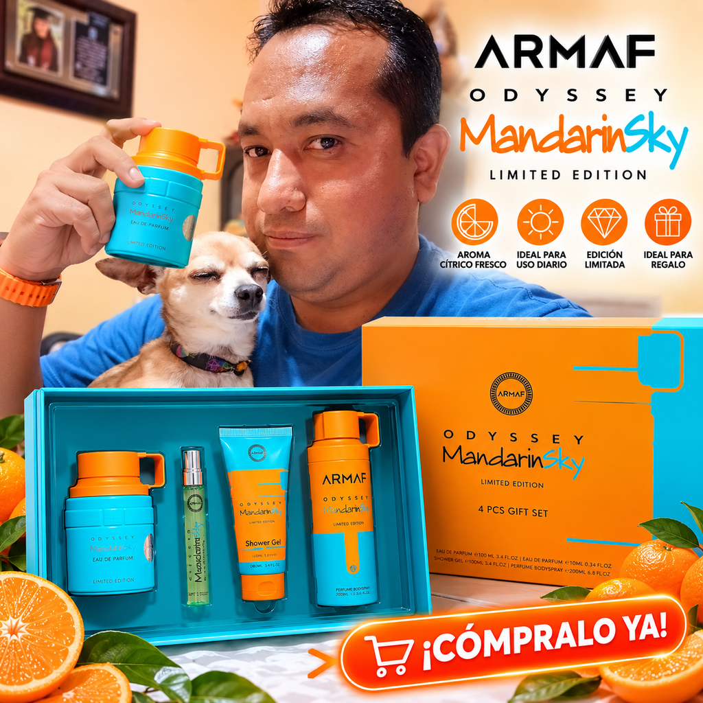 🍊 ARMAF Odyssey MandarinSky – Set 4 Piezas 💙